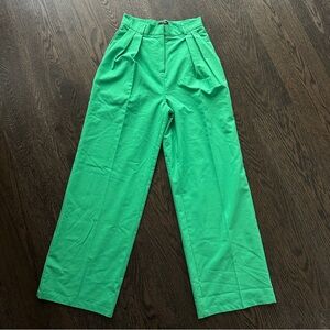 AQUA🍀 Wide Leg Trouser Pants - Green - Size S